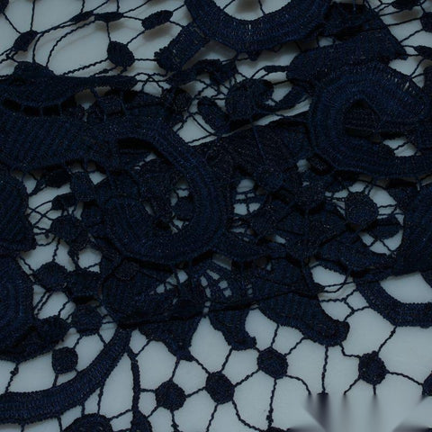 Dark Blue Floral Woven, Polyester
