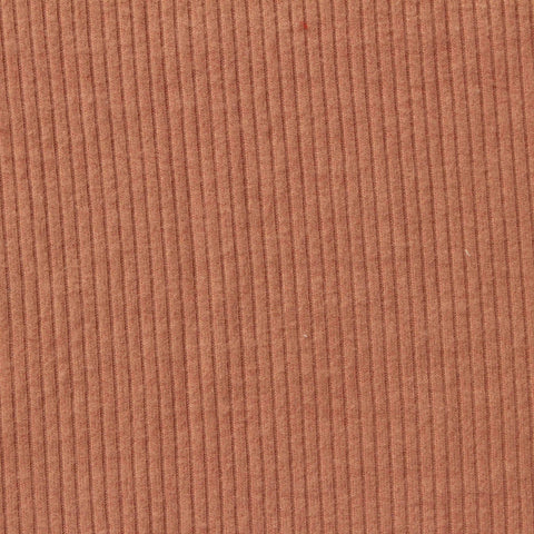 Brushed Polyester Viscose Stretch Rib Knit Fabric, 221 gsm, 134 cm — Brown
