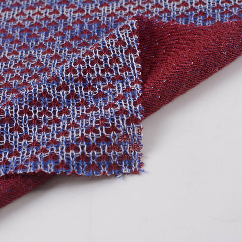 Burgundy Geometric Interlock Knit, Polyester