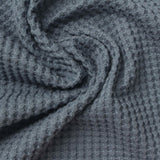 Brushed Polyester Stretch Waffle Knit Fabric, 200 gsm, 140 cm — Blue — photo 2