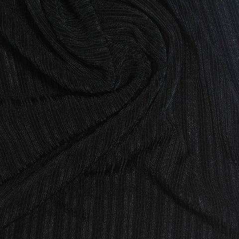 Acetate Stretch Rib Knit Fabric, 200 gsm, 148 cm — Black