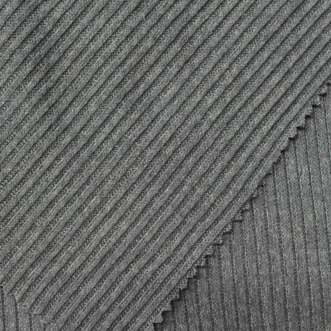 Grey Marl Rib Knit, Viscose-Poly, 220 gsm