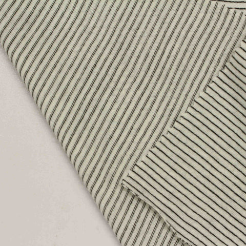 Black Horizontal-Stripe Jersey Knit, Poly-Cotton, 140 gsm