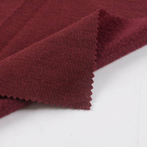 Brushed Polyester Viscose Stretch Rib Knit Fabric, 248 gsm — Red