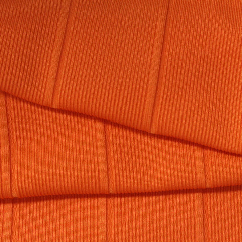 Nylon Stretch Rib Knit Fabric, 345 gsm, 125 cm — Orange