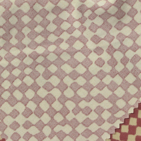 Red Check Milk Silk Knit, Polyester, 160 gsm, 175 cm