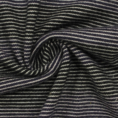 Black Horizontal-Stripe Jersey Knit, Viscose-Nylon