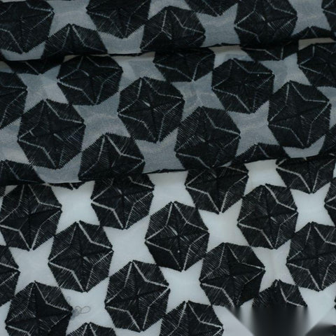 Black Geometric-Star Organza, Polyester