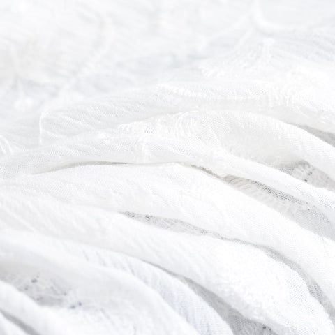 White Tone-on-Tone Floral Crepe, Viscose