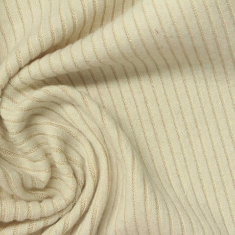 Brushed Polyester Viscose Stretch Rib Knit Fabric, 280 gsm, 160 cm — Beige