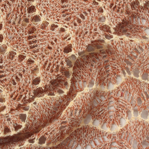 Marled Orange Openwork-Leaf Chunky Knit, Polyester