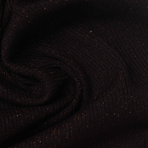 Gold Sparkle Rib Knit, Poly-Viscose
