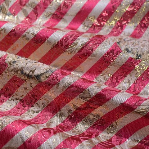 Pink Floral Jacquard, Poly-Cotton, 150 gsm