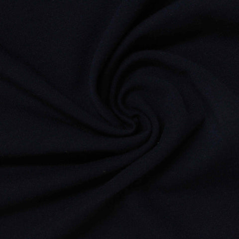 Brushed Polyester Modal Stretch French Terry Fabric, 245 gsm, 160 cm — Black