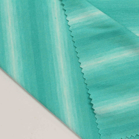 Teal Stripe Jersey Knit, Poly-Viscose