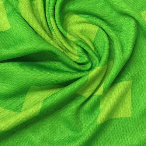 Light Green Squares Interlock Knit, Polyester