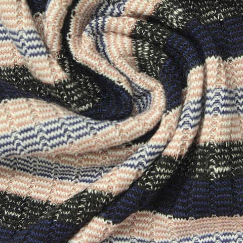 Pink Zigzag Rib Knit, Viscose-Poly