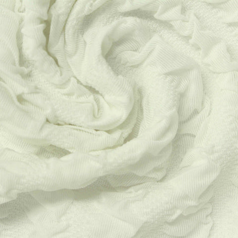 Jacquard Polyester Stretch Knit Fabric, 290 gsm, 155 cm — White
