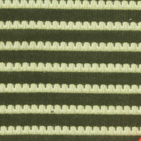 Dark Green Horizontal-Stripe Jersey Knit, Polyester, 227 gsm