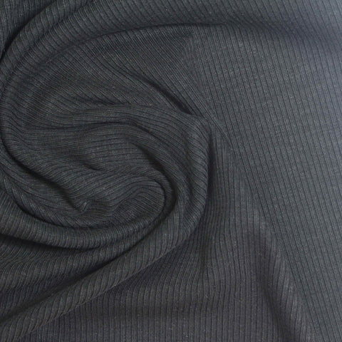 Tencel Lyocell Acetate Stretch Rib Knit Fabric, 215 gsm, 160 cm — Grey