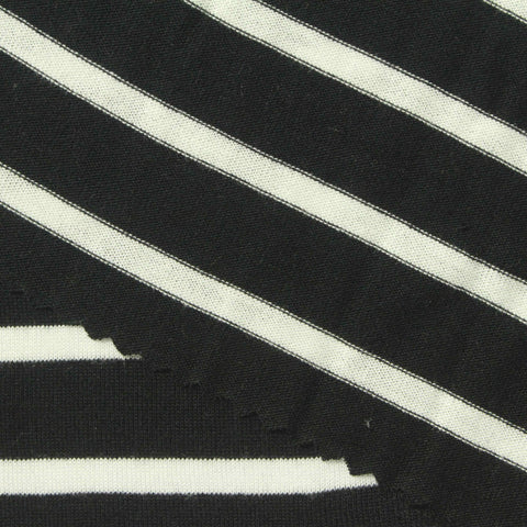 Black Horizontal-Stripe Jersey Knit, Viscose, 160 gsm, 170 cm
