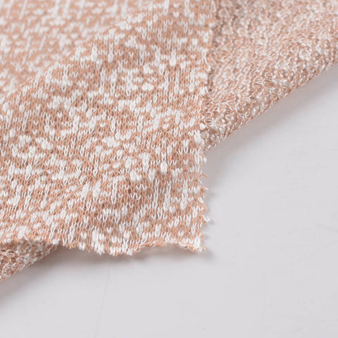 Light Brown Marl Chunky Knit, Viscose-Poly, 237 gsm