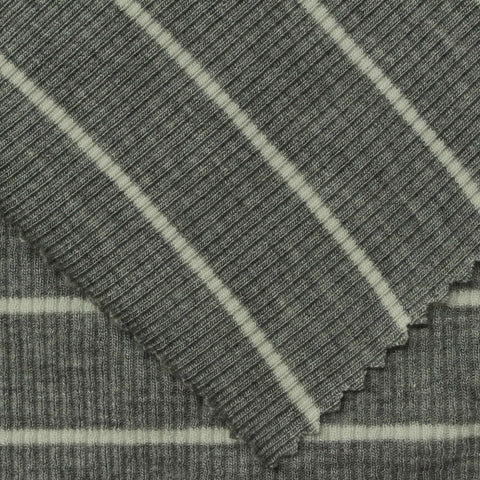Grey Horizontal-Stripe Rib Knit