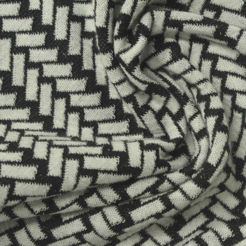 Black Herringbone Interlock Knit, Polyester