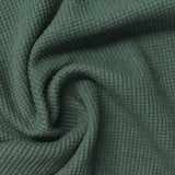 Brushed Polyester Stretch Waffle Knit Fabric, 260 gsm, 138 cm — Green — photo 2
