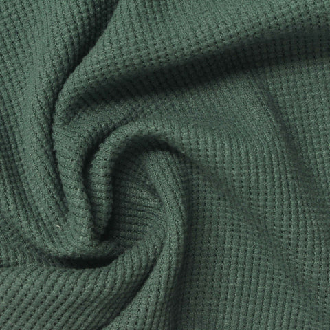 Brushed Polyester Stretch Waffle Knit Fabric, 260 gsm, 138 cm — Green