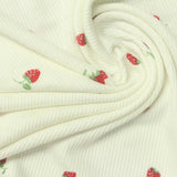 Fine Floral Viscose Stretch Rib Knit Fabric, 230 gsm, 120 cm — Yellow — photo 2