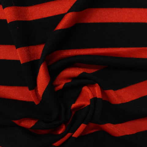 Red Stripes Knit, Viscose-Poly
