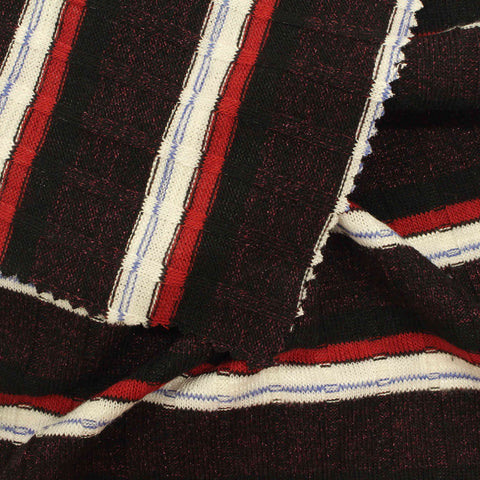 Dark Red Horizontal-Stripe Rib Knit