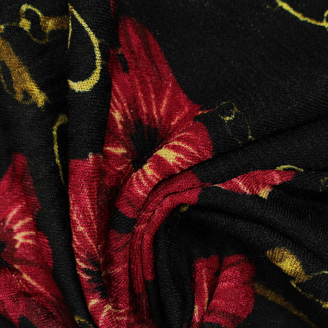 Red Flowers Jacquard, Polyester