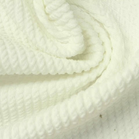 Jacquard Polyester Stretch Interlock Knit Fabric, 370 gsm, 145 cm — Beige