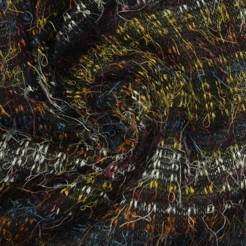 Yellow Horizontal-Stripe Chunky Knit, Polyester, 165 gsm