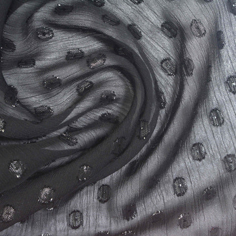 Dark Grey Dots Chiffon, Polyester
