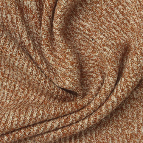 Cream Marl Rib Knit, Viscose-Poly, 170 gsm