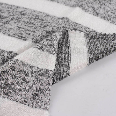 White Stripes Chunky Knit, Viscose-Poly, 108 gsm