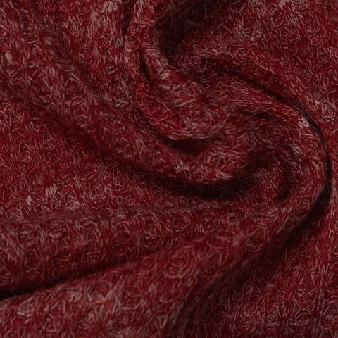 Deep Red Heathered-Marl Rib Knit, Polyester