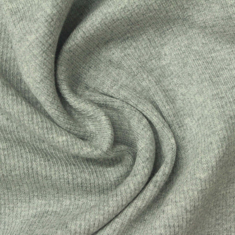 Light Grey Marl Rib Knit, Cotton, 310 gsm