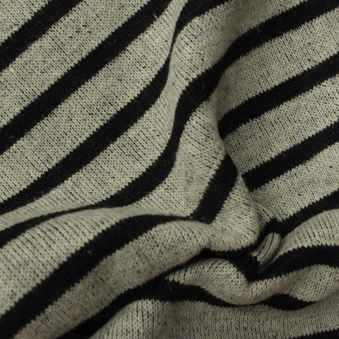 Black Horizontal-Stripe Chunky Knit, Poly-Acrylic, 460 gsm