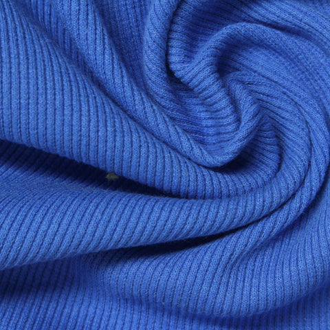 Cotton Polyester Stretch Rib Knit Fabric, 263 gsm — Blue, ref EF-243817