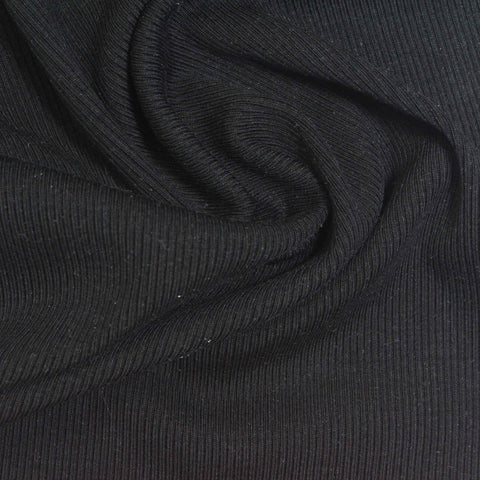 Tencel Lyocell Stretch Rib Knit Fabric, 260 gsm, 150 cm — Black