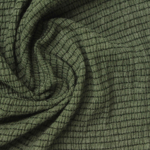 Dark Green Grid Crepe, Poly-Viscose