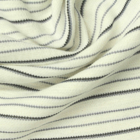 Cream Horizontal-Stripe Jacquard, Cotton-Poly