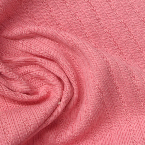 Pink Tone-on-Tone Rib Knit, Cotton-Poly