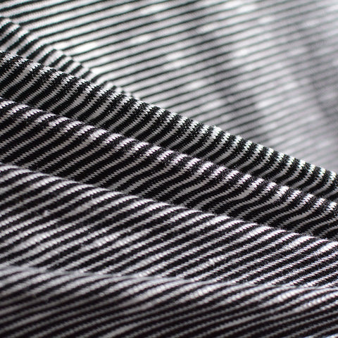 Black Horizontal-Stripe Rib Knit, Poly-Viscose, 130 gsm