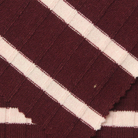 Maroon Horizontal-Stripe Rib Knit, Poly-Viscose