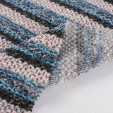 Blue Horizontal-Stripe Chunky Knit, Poly-Viscose — photo 2